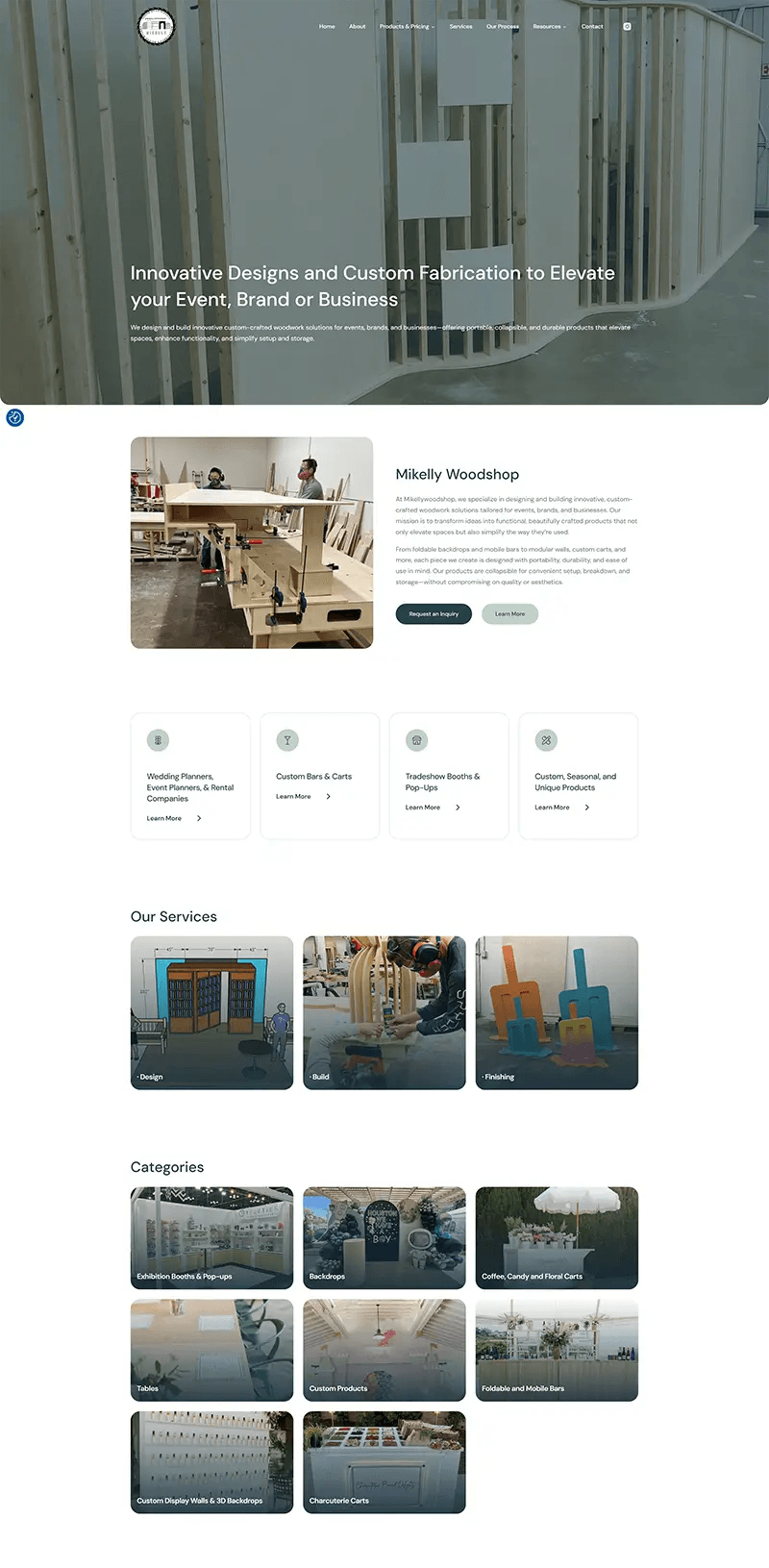 Mikelly Woodshop Web Design