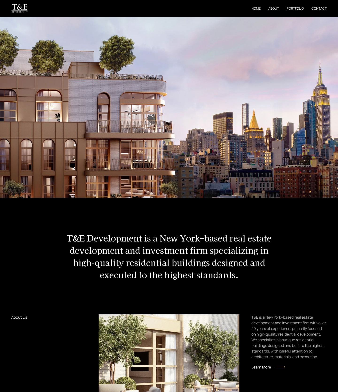 T&E Development website design preview