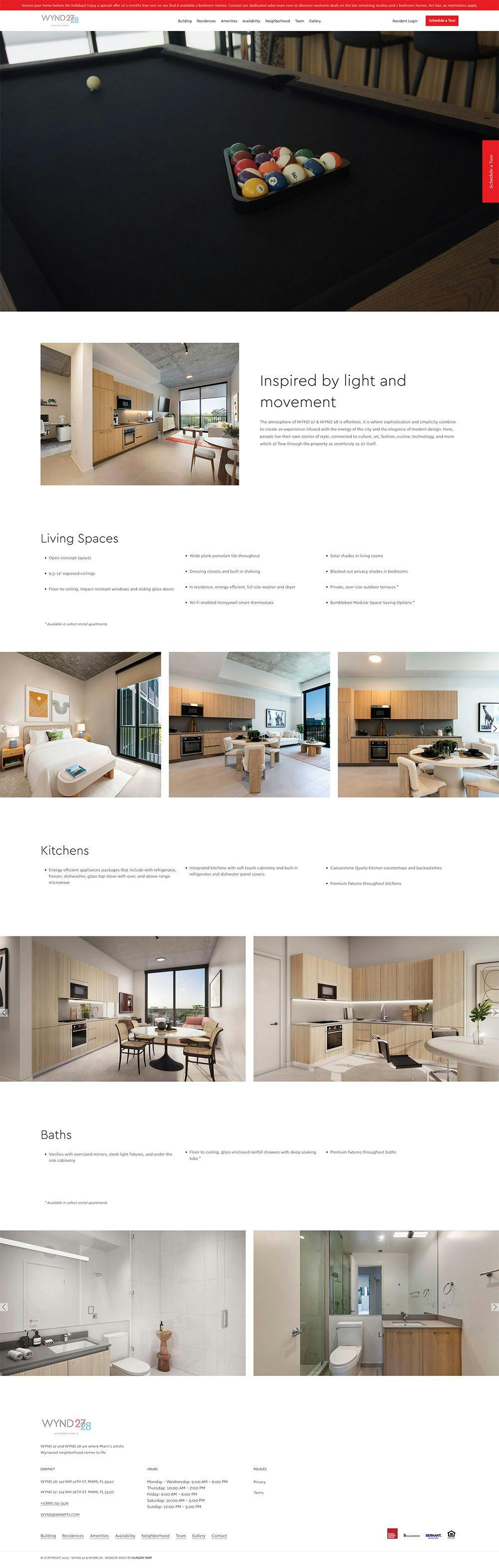 Wynd Miami website design residence page