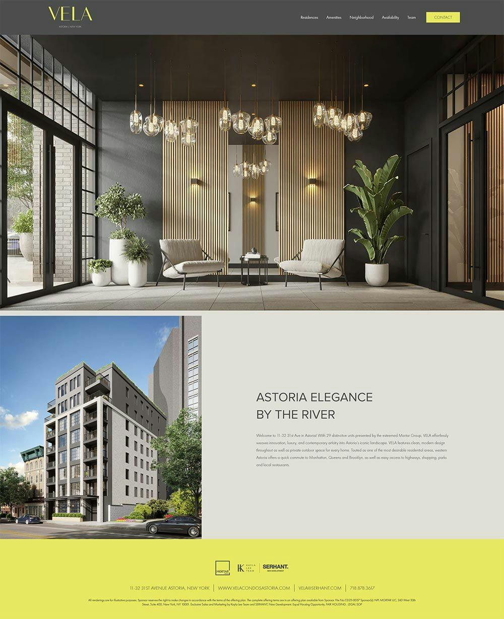 Vela Astoria web design
