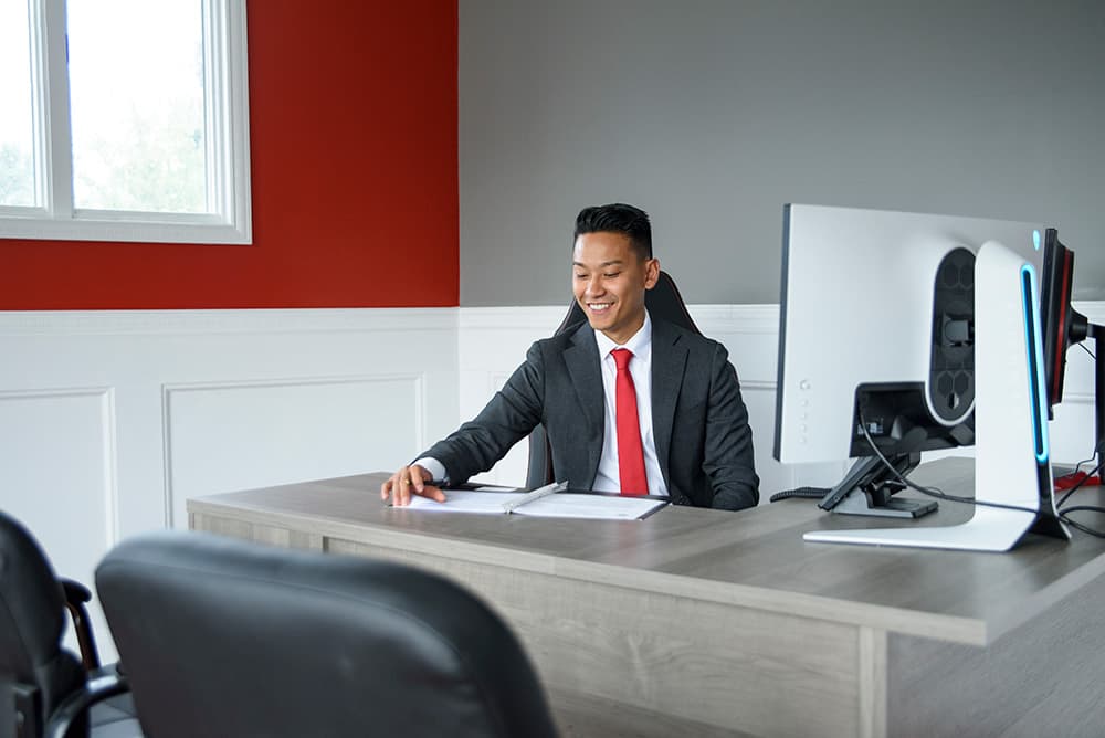 RN Insurance owner Randy Nong in the agency office