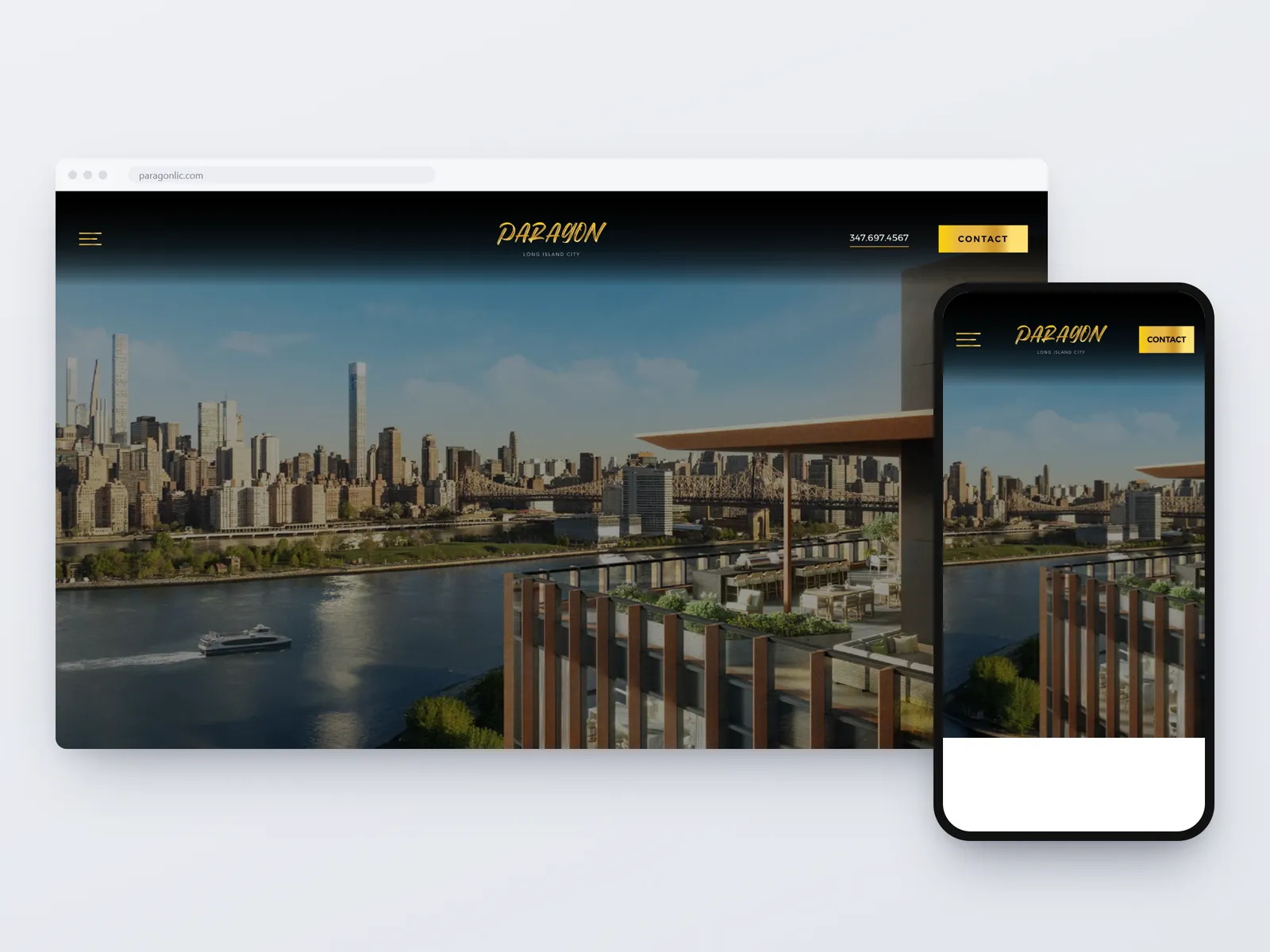Paragon LIC website on desktop and phone