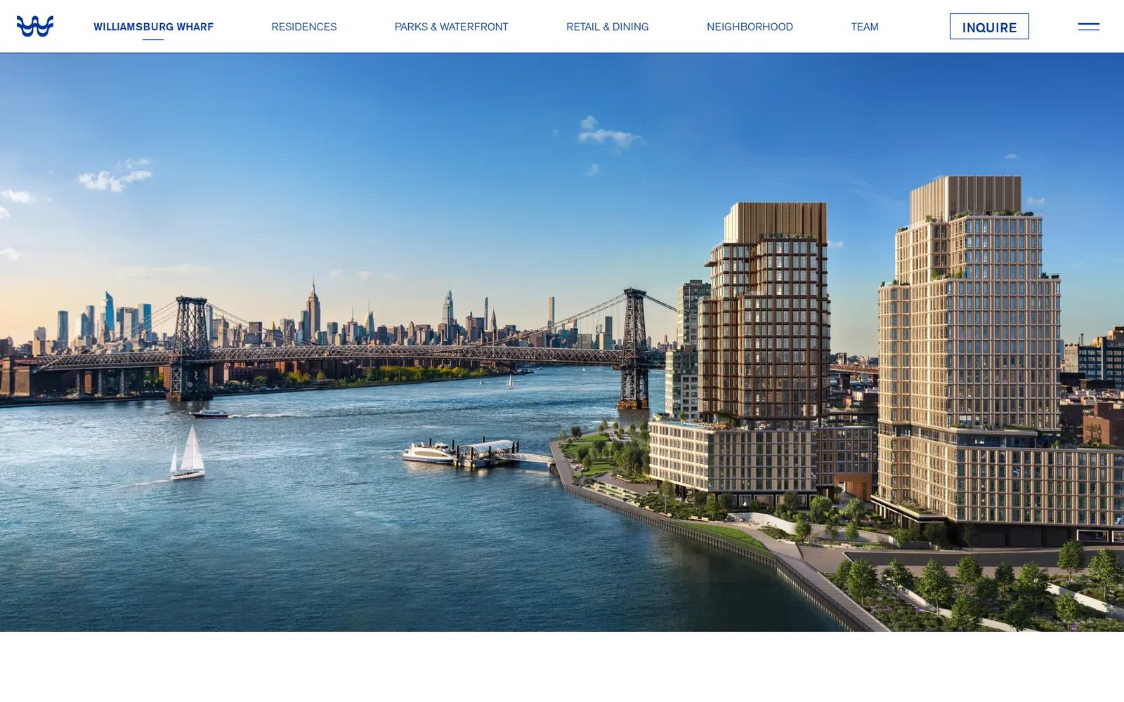 Williamsburg Wharf website homepage
